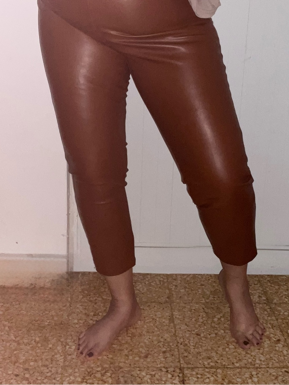 Old Navy Brown Faux-Leather Cropped Jeans